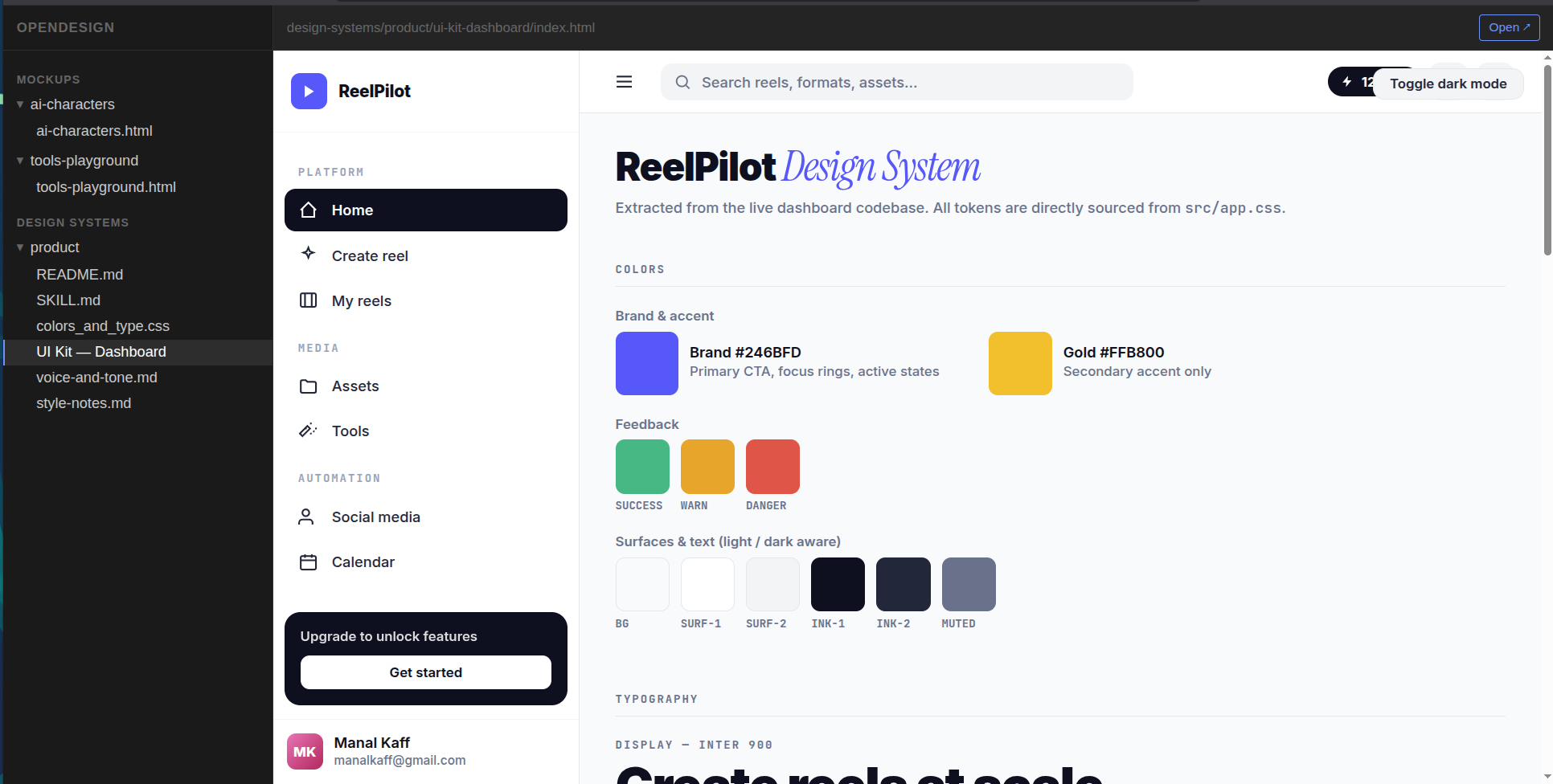 OpenDesign extraindo um sistema de design de um codebase